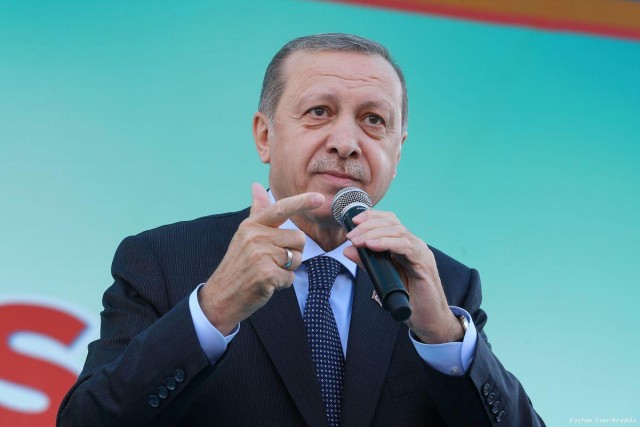 Recep Tayyip Erdogan, Törökország elnöke a manisa-i kongresszuson (Forrás: Kayhan Özer/Anadolu Agency)