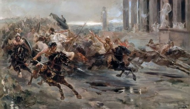 hunokat ábrázoló festmény