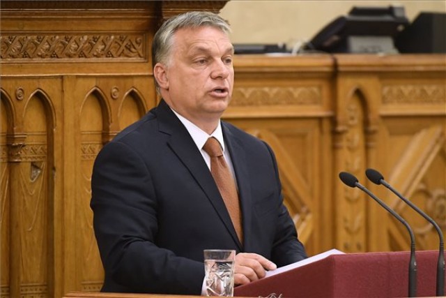Orbán Viktor miniszterelnök napirend előtt felszólal az Országgyűlés plenáris ülésén 2017. június 12-én. MTI Fotó: Kovács Tamás