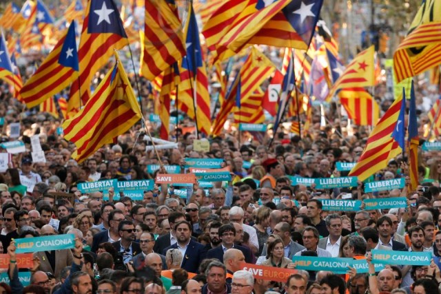 Tüntetők Barcelonában