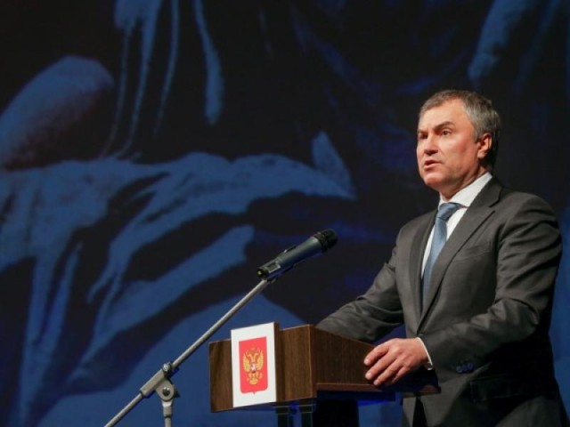 Vjacseszlav Vologyin, az Állami Duma (parlamenti alsóház) elnöke és Kirill pátriárka