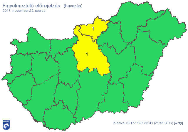 Ónos eső és havazás miatt figyelmeztet a meteorológiai szolgálat 2017. 11. 28.