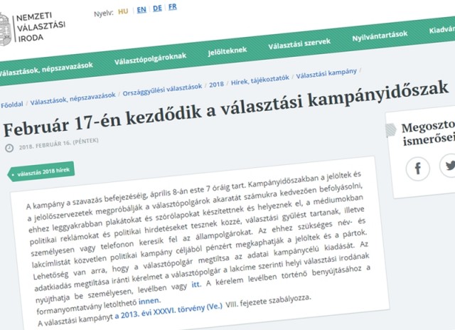 Hivatalosan megkezdődött a 2018-as kampányidőszak