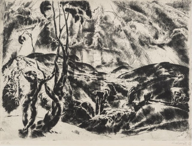 Aba-Novák Vilmos: Zugliget (1922) Rézkarc, papír 415 × 560 mm