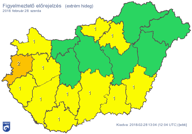 Extrém hidegre figyelmeztet a meteorológiai szolgálat
