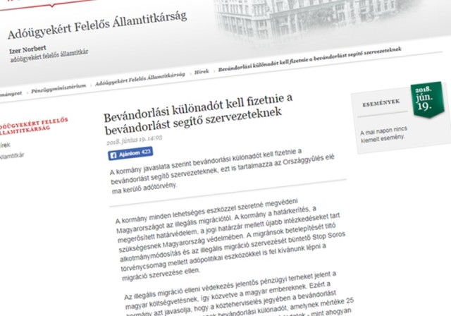 A parlament előtt az adótörvények módosításáról és a bevándorlási különadóról szóló törvényjavaslat