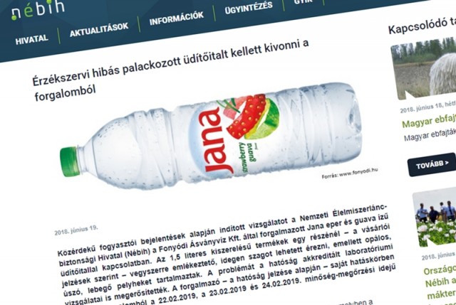 Palackozott üdítőitalt vontak ki a forgalomból 2018. 06. 19.