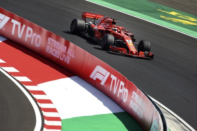 Sebastian Vettel, a Ferrari német versenyzője a Forma-1-es Magyar Nagydíj harmadik szabadedzésén a mogyoródi Hungaroringen 2018. július 28-án. MTI Fotó: Balogh Zoltán