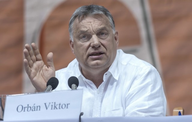 Orbán Viktor miniszterelnök előadást tart a 29. Bálványosi Nyári Szabadegyetem és Diáktáborban (Tusványos) az erdélyi Tusnádfürdőn 2018. július 28-án. MTI Fotó: Veres Nándor