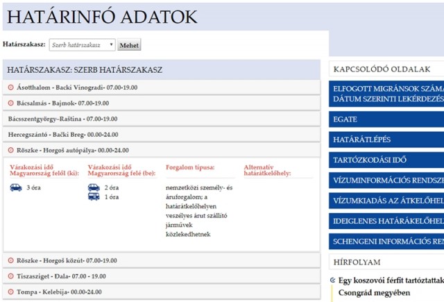 Torlódás alakult ki a Csongrád megyei határátkelőhelyeken 2018. 08. 11.