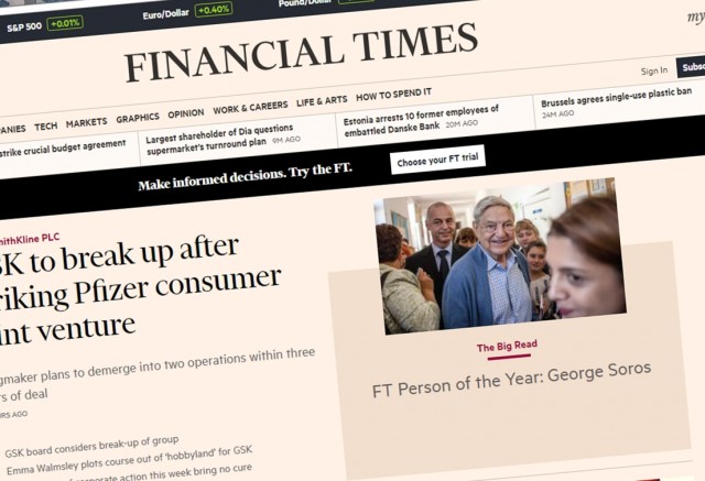 Az év emberének választotta Soros Györgyöt a Financial Times