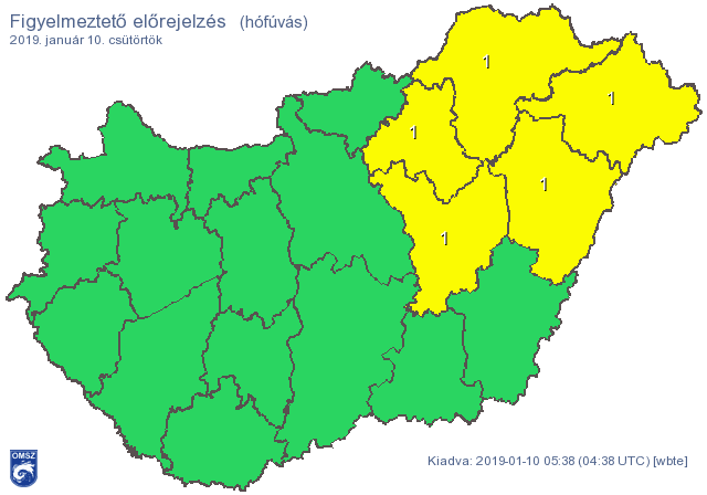 Hófúvás veszélye miatt kiadott figyelmeztetés